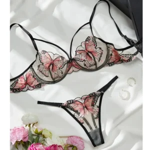Sexy Butterfly Embroidery Lingerie Set
