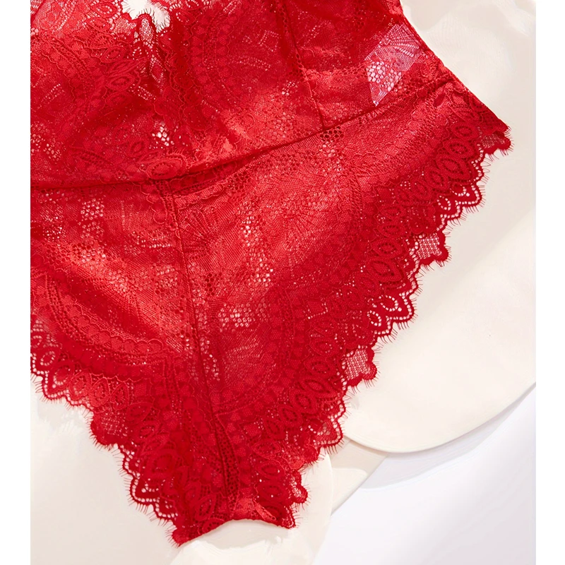 Sexy Lace Deep V Backless Bodysuit for Women - Image 6