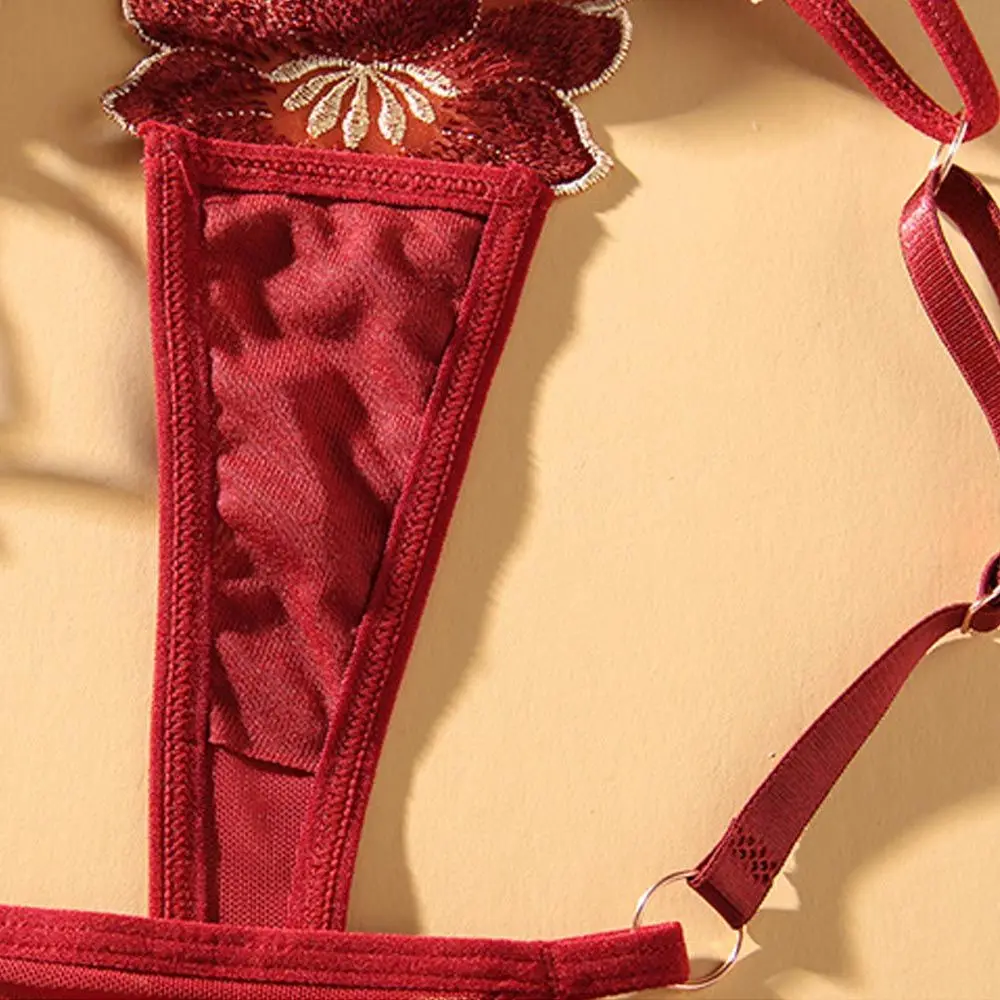 Sexy Sheer Flower Embroidered Panties – T-Back Style - Image 2
