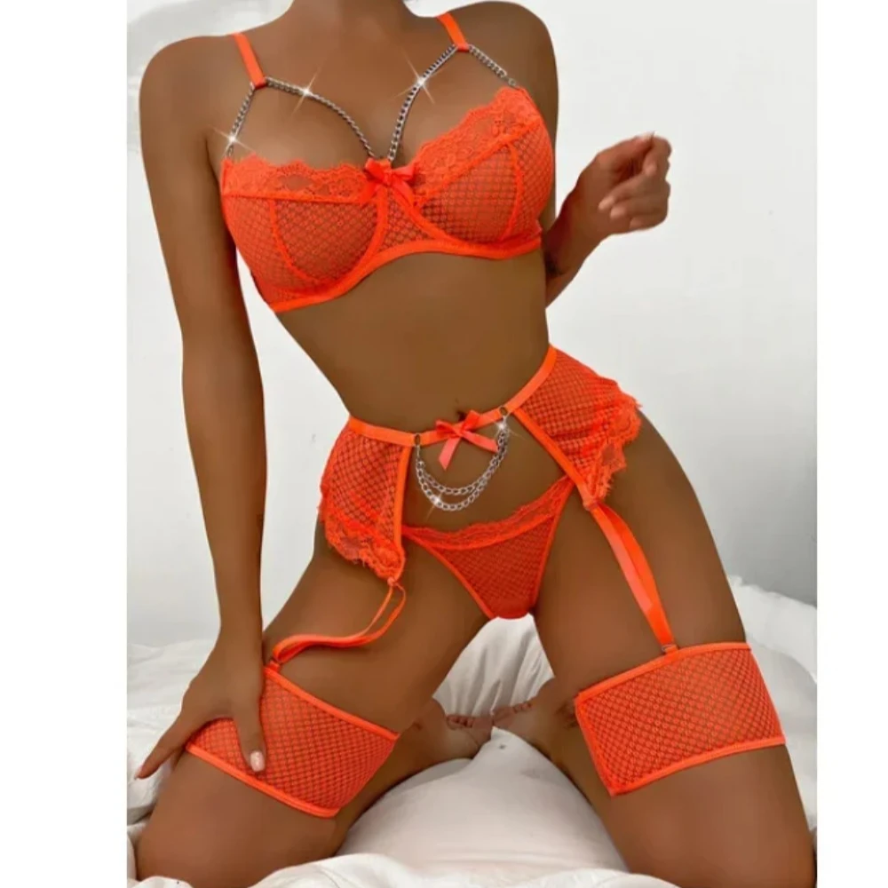 Lace Garter Bra & Panty Setngs Ladies Underwear Set - Image 4