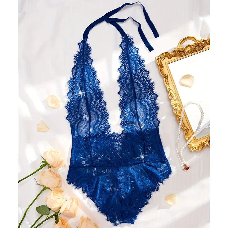 Sexy Lace Deep V Backless Bodysuit for Women