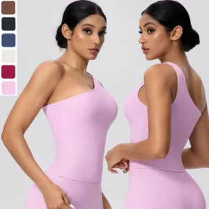 Sexy Solid Color Single-Shoulder Backless Yoga Vest