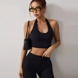 Backless Halter Neck Sports Bra – Naked Feel Fitness Crop Top